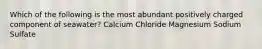 Which of the following is the most abundant positively charged component of seawater? Calcium Chloride Magnesium Sodium Sulfate