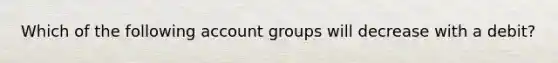 Which of the following account groups will decrease with a debit?