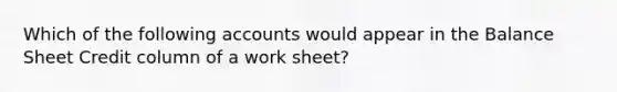 Which of the following accounts would appear in the Balance Sheet Credit column of a work sheet?