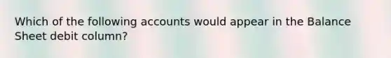 Which of the following accounts would appear in the Balance Sheet debit column?