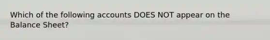 Which of the following accounts DOES NOT appear on the Balance Sheet?