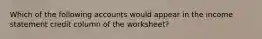 Which of the following accounts would appear in the income statement credit column of the​ worksheet?