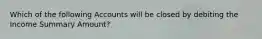 Which of the following Accounts will be closed by debiting the Income Summary Amount?