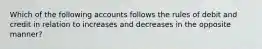 Which of the following accounts follows the rules of debit and credit in relation to increases and decreases in the opposite manner?