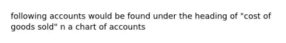 following accounts would be found under the heading of "cost of goods sold" n a chart of accounts