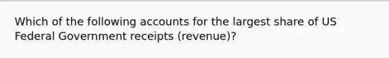 Which of the following accounts for the largest share of US Federal Government receipts (revenue)?