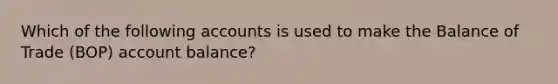 Which of the following accounts is used to make the Balance of Trade (BOP) account balance?