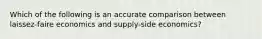 Which of the following is an accurate comparison between laissez-faire economics and supply-side economics?