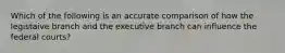 Which of the following is an accurate comparison of how the legistaive branch and the executive branch can influence the federal courts?