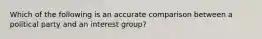 Which of the following is an accurate comparison between a political party and an interest group?