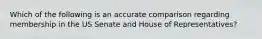 Which of the following is an accurate comparison regarding membership in the US Senate and House of Representatives?