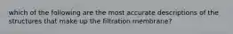 which of the following are the most accurate descriptions of the structures that make up the filtration membrane?