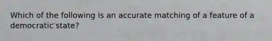 Which of the following is an accurate matching of a feature of a democratic state?