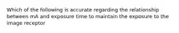 Which of the following is accurate regarding the relationship between mA and exposure time to maintain the exposure to the image receptor