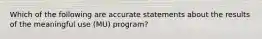 Which of the following are accurate statements about the results of the meaningful use (MU) program?