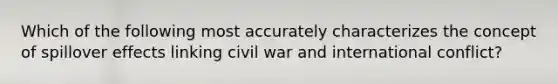 Which of the following most accurately characterizes the concept of spillover effects linking civil war and international conflict?