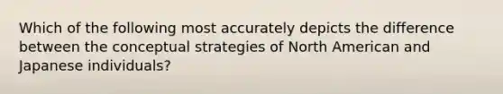 Which of the following most accurately depicts the difference between the conceptual strategies of North American and Japanese individuals?