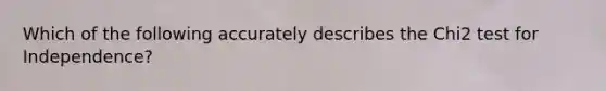 Which of the following accurately describes the Chi2 test for Independence?