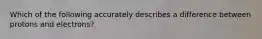 Which of the following accurately describes a difference between protons and electrons?