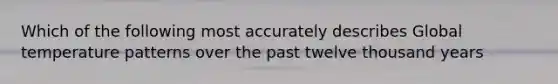 Which of the following most accurately describes Global temperature patterns over the past twelve thousand years