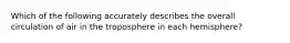 Which of the following accurately describes the overall circulation of air in the troposphere in each hemisphere?