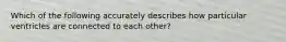 Which of the following accurately describes how particular ventricles are connected to each other?