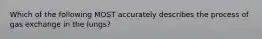 Which of the following MOST accurately describes the process of gas exchange in the lungs?