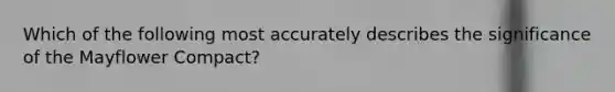 Which of the following most accurately describes the significance of the Mayflower Compact?