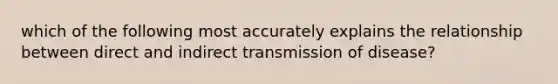 which of the following most accurately explains the relationship between direct and indirect transmission of disease?