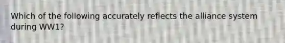 Which of the following accurately reflects the alliance system during WW1?