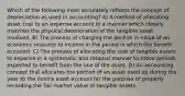 Which of the following most accurately reflects the concept of depreciation as used in accounting? A) A method of allocating asset cost to an expense account in a manner which closely matches the physical deterioration of the tangible asset involved. B) The process of charging the decline in value of an economic resource to income in the period in which the benefit occurred. C) The process of allocating the cost of tangible assets to expense in a systematic and rational manner to those periods expected to benefit from the use of the asset. D) An accounting concept that allocates the portion of an asset used up during the year to the contra asset account for the purpose of properly recording the fair market value of tangible assets.