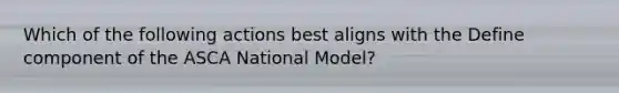 Which of the following actions best aligns with the Define component of the ASCA National Model?