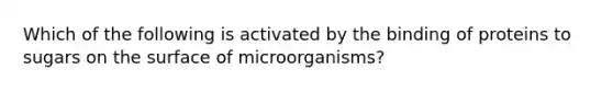 Which of the following is activated by the binding of proteins to sugars on the surface of microorganisms?