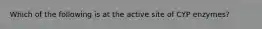 Which of the following is at the active site of CYP enzymes?