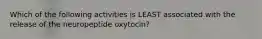 Which of the following activities is LEAST associated with the release of the neuropeptide oxytocin?