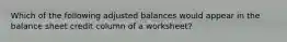 Which of the following adjusted balances would appear in the balance sheet credit column of a worksheet?