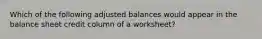 Which of the following adjusted balances would appear in the balance sheet credit column of a​ worksheet?