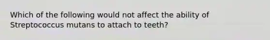 Which of the following would not affect the ability of Streptococcus mutans to attach to teeth?