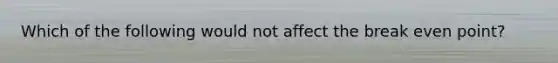 Which of the following would not affect the break even point?