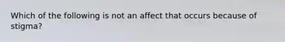 Which of the following is not an affect that occurs because of stigma?