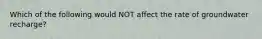 Which of the following would NOT affect the rate of groundwater recharge?