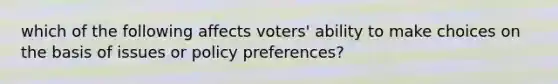 which of the following affects voters' ability to make choices on the basis of issues or policy preferences?