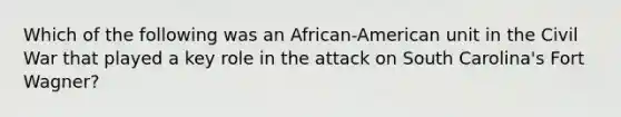 Which of the following was an African-American unit in the Civil War that played a key role in the attack on South Carolina's Fort Wagner?