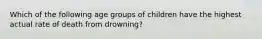 Which of the following age groups of children have the highest actual rate of death from drowning?