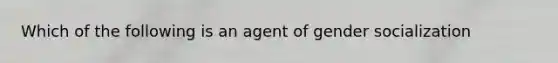 Which of the following is an agent of gender socialization