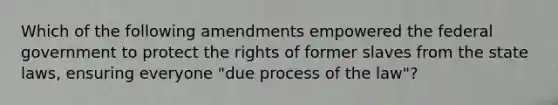 Which of the following amendments empowered the federal government to protect the rights of former slaves from the state laws, ensuring everyone "due process of the law"?