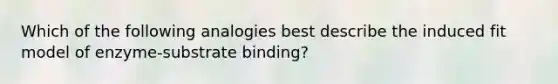 Which of the following analogies best describe the induced fit model of enzyme-substrate binding?