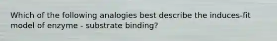 Which of the following analogies best describe the induces-fit model of enzyme - substrate binding?