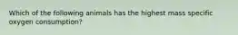 Which of the following animals has the highest mass specific oxygen consumption?