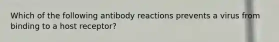 Which of the following antibody reactions prevents a virus from binding to a host receptor?